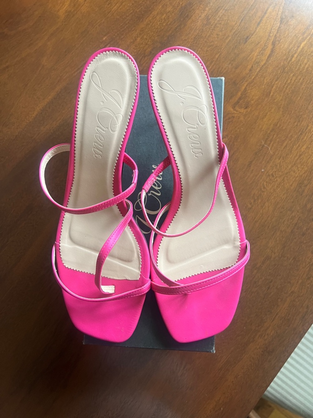 J. Crew Leather Cross Toe Strap Sandal. Crisp Begonia Pink. Size 12. Like New!
